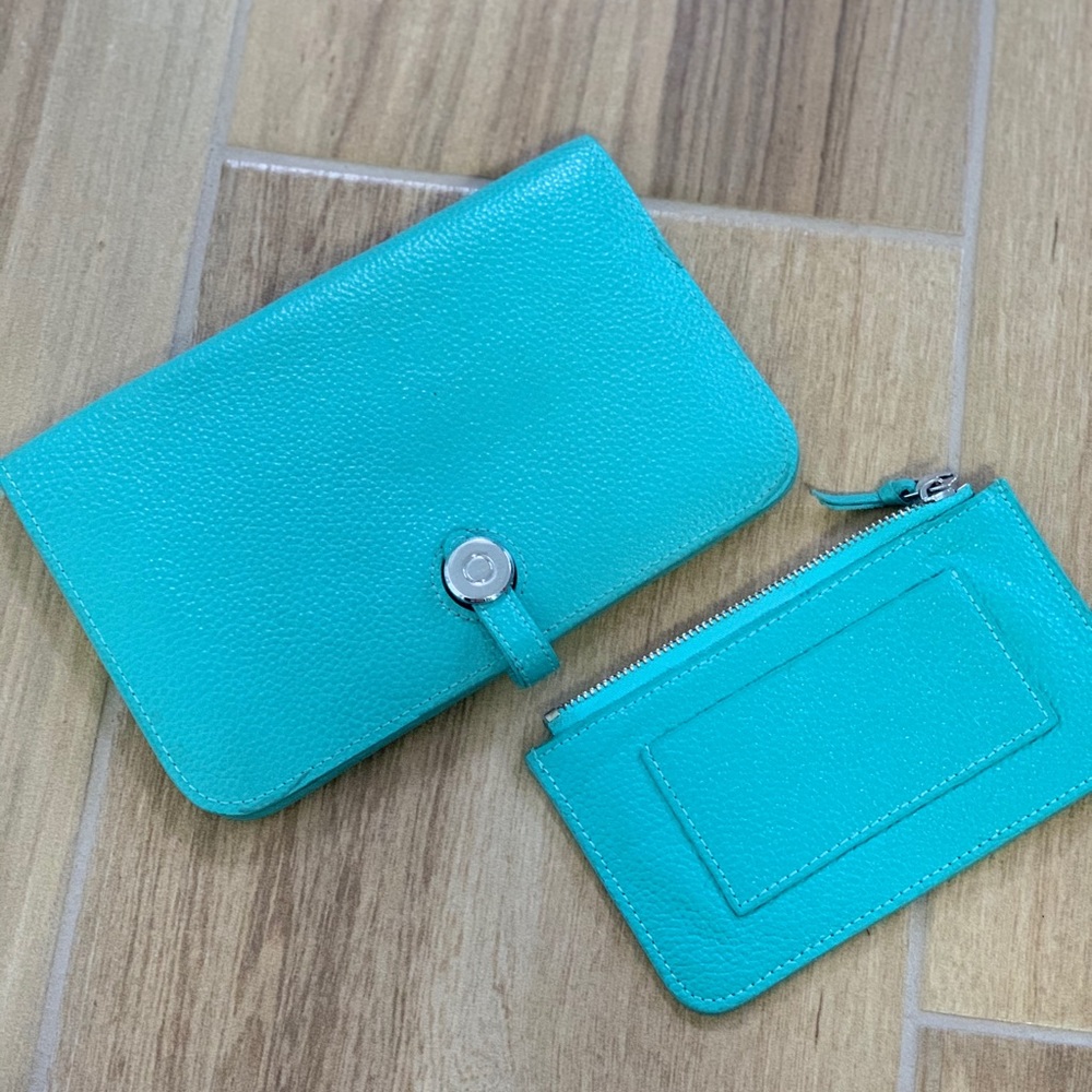 Teal leather wallet